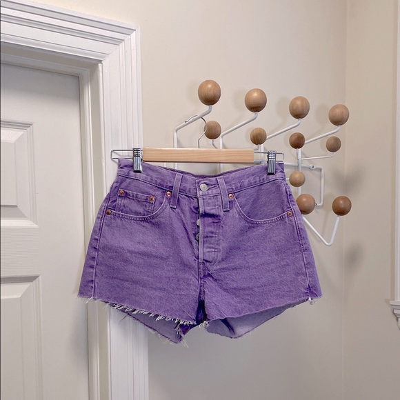 Levi's 501 Classic Cutoff Denim J ean Shorts Lavender Purple - 26 - Picture 1 of 12